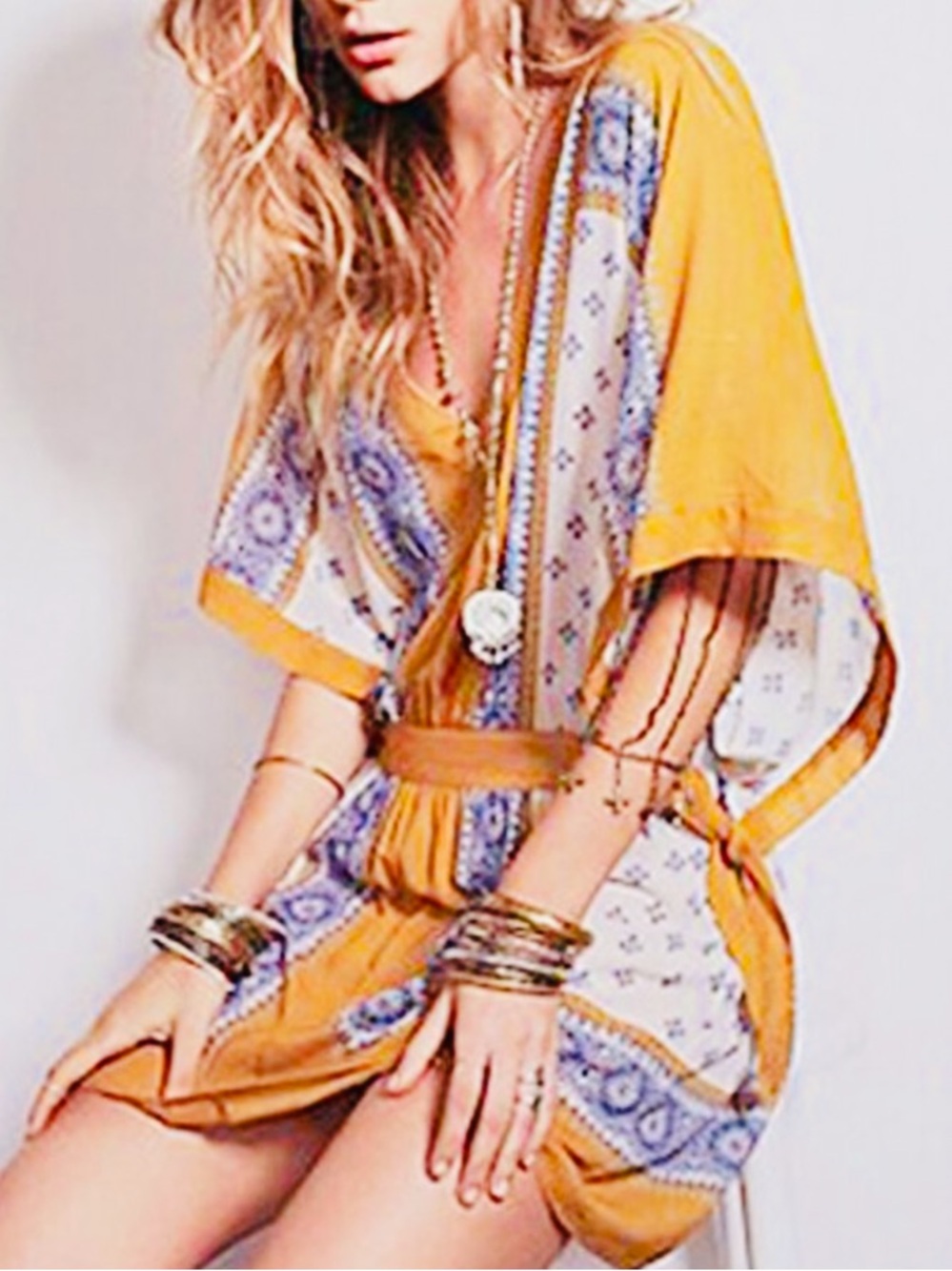 RARE Free People Santa Cruz Mini Dress Goldenrod Combo S HTF ⭐️⭐️⭐️⭐️⭐️